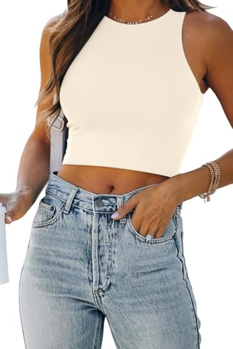 Image of EFAN Womens Sexy Sleeveless Double Lined Crop Tops Workout Cute Tight Racerback Tank Tops Summer Clothes Teen Girls 2025