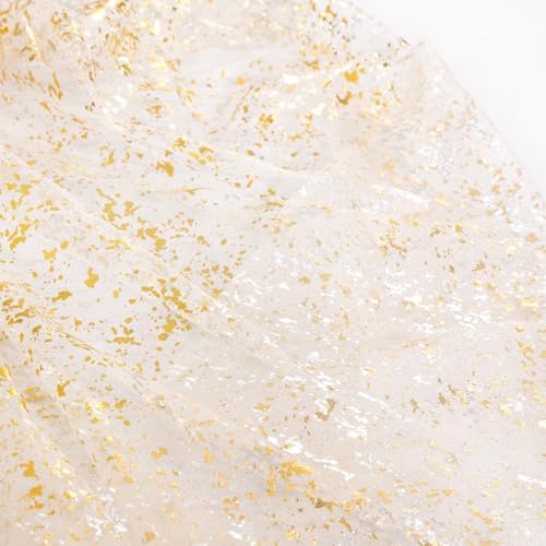Image of MLMC 6Pcs Beige Gold Table Runner Sheer Gauze Glitter Metallic Foil Tulle Table Centerpieces 120 Inch 10 FT for Wedding Anniversary Holiday Dining Home Party Table Decor