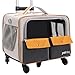 IEUDNS Cat Trolley Bag Pet Travel Bag Large Capacity Oxford Cloth with Wheels Pet Carrier Dog Backpack for Small Animals Puppy Cats, Yellow