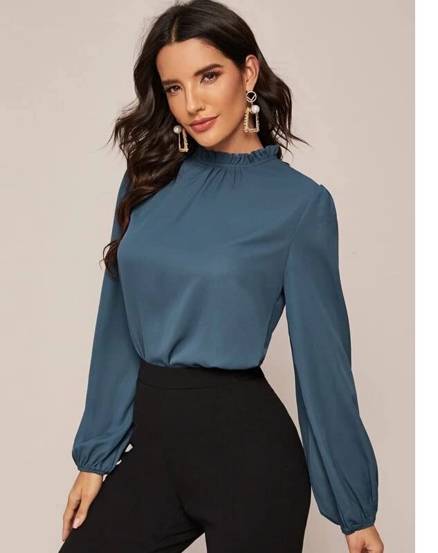 Image of FNOCKS Women's Plain Round Neck Long Sleeve Slip On Cotton Top
