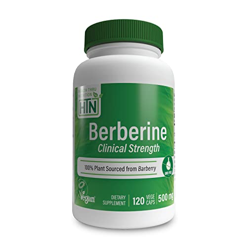 Health Thru Nutrition Berberine HCl 500mg Vegan Certified | Clinical Strength | Blood Sugar Support | 3rd Party Tested | All Plant Extract |Non-GMO, Gluten Free, Soy Free (Pack of 120)