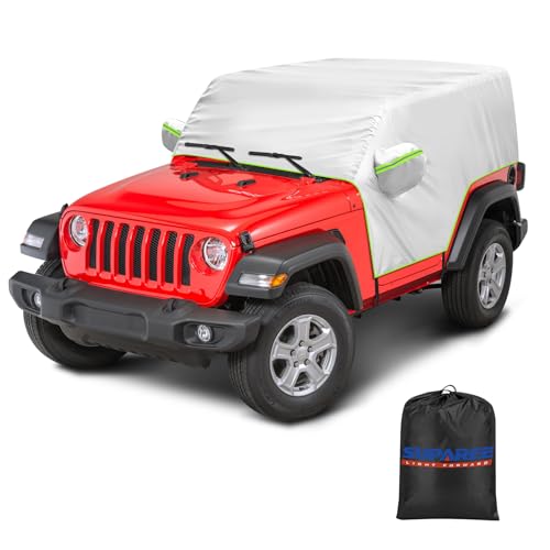 Image of SUPAREE Covers Waterproof 2 Door fits Wrangler 2007-2023 JK JL 2 Door All Sub-Models,Covers Outdoor Sun Rain Wind Snow Protection,Slivery Storage Bag with Extra Accessories