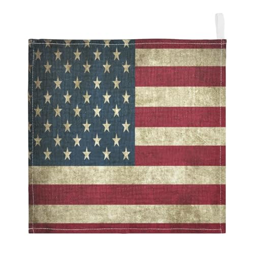 Image of YETTASBIN American Flag Muslin Baby Hand Washcloths, Soft Cotton Bath Face Towel, 4 Layers Extra Absorbent Feeding Burp Cloth for Newborn Infant, 3 Pack