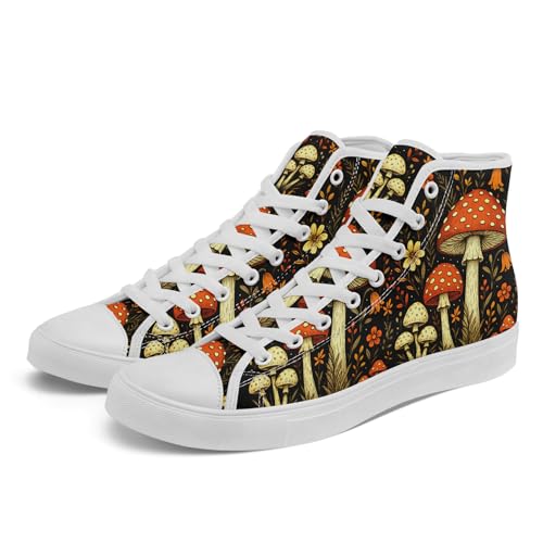 Womens Mens Vintage Floral High Top Canvas Sneakers Dark Style Cottagecore Lace-Up Casual Shoes Fashion Streetwear Sneakers2