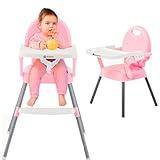 Bluelander Silla para Bebe, Silla Desmontable Patas Ajustable de Altura, Cinturón De Seguridad, Periquera Para Bebe con...