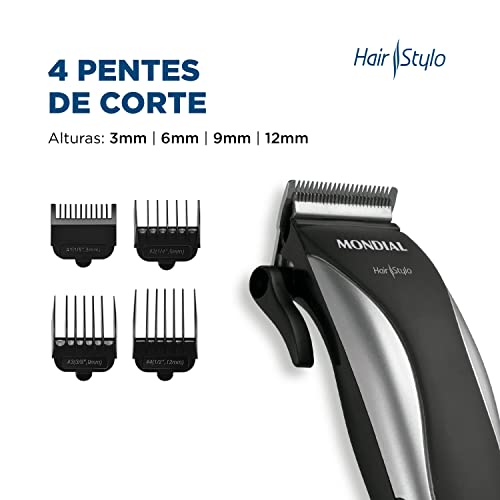 Cortador de Cabelos Hair Stylo, Mondial, Preto/Prata, 10W, 220V - CR-02