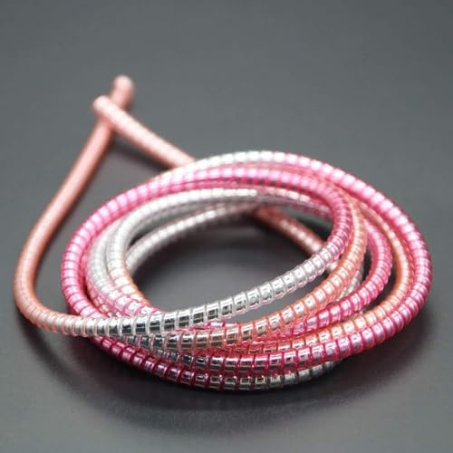 Image of Metallic Finish Cable Spiral Protector /Wire Repair /Pet Cord Protector /Headphone Saver, 1.5 Meters (2 Pcs), Cable Wrap /Cover for Mac Charging Cable, USB Tube, Earphone (Silver-Gradient-Pink)