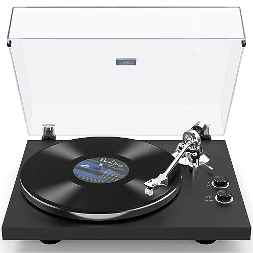 Tocadiscos de Vinilo Bluetooth, Reproductor de Discos de Vinilo con Conectividad de Salida Inalámbrica, Tocadiscos Transmisión por Correa de Alta Fidelidad con Cartucho Magnético Móvil 33/45 RP