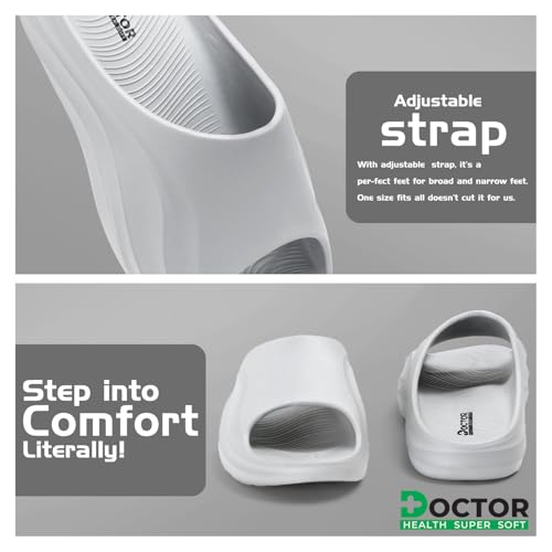 Image of DOCTOR HEALTH SUPER SOFT Men's Double Buckle Slide Sandals | Lightweight Cushioned EVA Slippers | Anti-Slip Comfortable Open Toe Casual Slides for Indoor Outdoor Everyday Wear