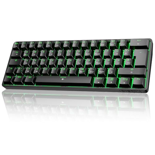 Dierya DK61SE 60% Gaming Tastatur,QWERTZ Deutsches,Rote Schalter,Schwarz