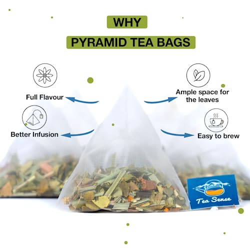 Image of TEA SENSE Lemongrass Masala Chai | 15 Pc Pyramid Tea Bags | Assam CTC, Ginger, Cardamom, Clove, Cinnamon, Nutmeg, Black Pepper | Strong & Flavourful Milk Tea