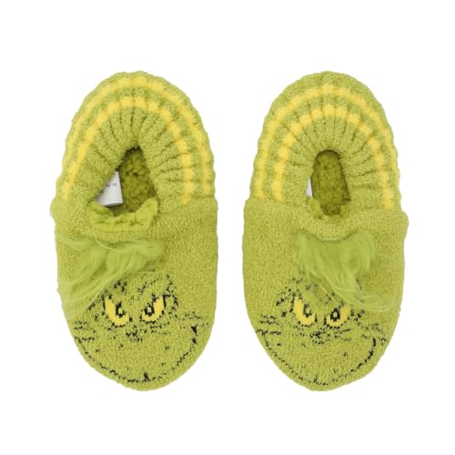 Bioworld Dr. Seuss The Grinch Fuzzy Chenille Youth Slipper Socks-Small-Medium