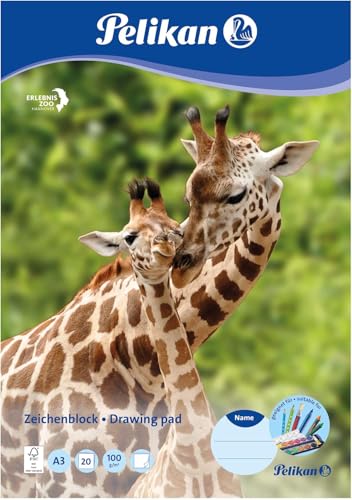 Pelikan Zeichenblock A3, 20 Blatt 100g weißes Papier, 1 Stück (Motive sortiert - keine Auswahl möglich)