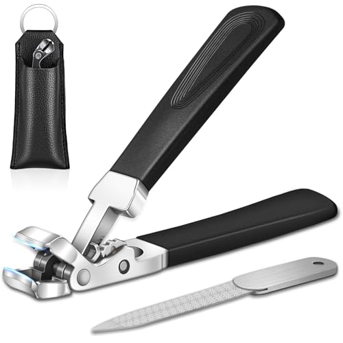 Coupe ongle pied professionnel pour senior, pince coupe ongle pieds dur et epais, coupe-ongles ergonomique à tête inclinée avec large ouverture de mâchoire