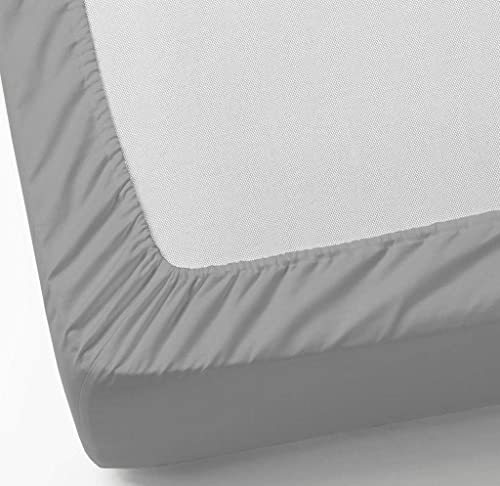 DHestia - Sábanas Bajeras con Esquinas Elásticas Ajustables Poli Algodón (135x190/200 cm, Gris)