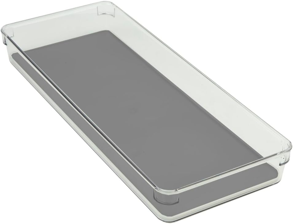 Home Basics 6 x 15 x 2 Plastic Drawer Organizer with Rubber Liner