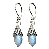 SEniutarm Pendientes para mujer con forma de cono de mamá, piedra lunar artificial, aretes de gancho, retro, joyería de fiesta, joyería de declaración, plata envejecida