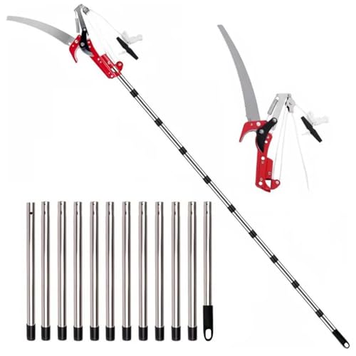 NEWFUN Pertiga Telescopica Podar,Sierra Podar,Pertiga Podar,82 528cm Tijeras de Podar Telescópicas 2 In 1，Herramientas Jardineria，Regulable en altura，Para esquilar en el jardín, recoger fruta