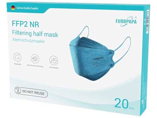 EUROPAPA® 20x FFP2 Fisch-Form Blau Masken Atemschutzmaske...