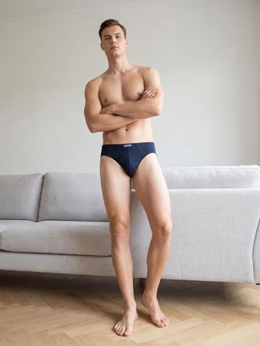 Image of Levi's 011 Comfort Brief for Men | 100% Pure Cotton | Breathable | Durable | Anti-Roll Waistband | Extra Supportive Gusset | Dual Layer 3D Pouch | Tagless & Zero Irritation Comfort | Pack of 2