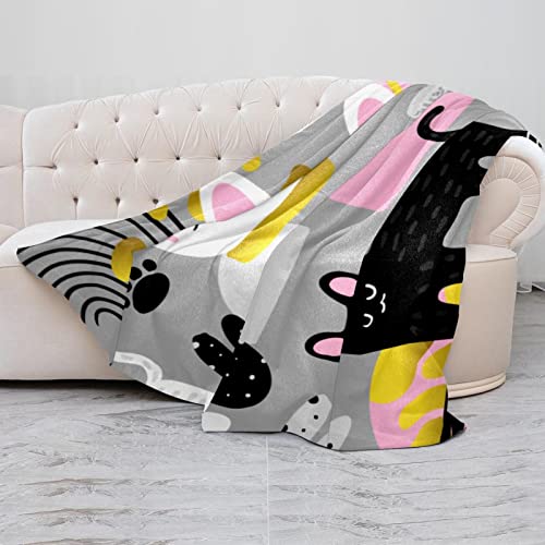 Couverture en peluche chat arc-en-ciel douce pour canapé - 5
