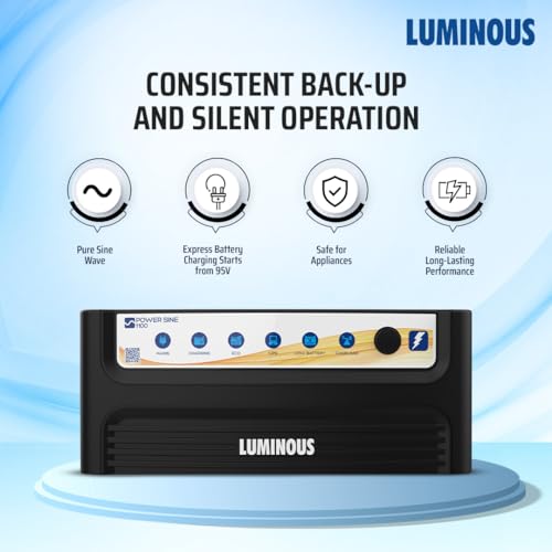 Image of Luminous Power Sine Black 1100 Sine Wave Inverter for Home,Office & Shops | 900VA Inverter | Reliable Power Backup | High Performance | Easy Installation | 36 Months Warranty