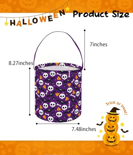 Image of Halloween Buckets Trick or Treat Candy Bucket Gift Basket Goody Bucket for Halloweens Party Supplies(Purple Halloween)