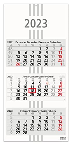 3-Monatskalender 2023 Recycling 30 x 70 cm, dekoratives Großformat mit 3 einzelnen, perforierten Kalenderblocks, Lieferung gefaltet | Geiger-Office Cover