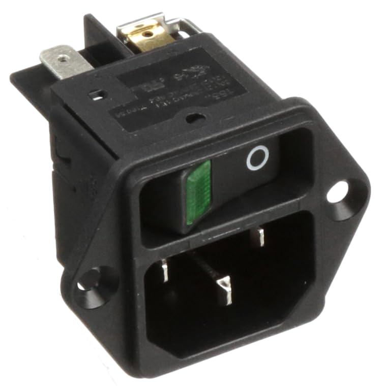 DC11.0031.001, AC Power Entry Modules Screw-on 2-Pole 10A Grn Illuminated