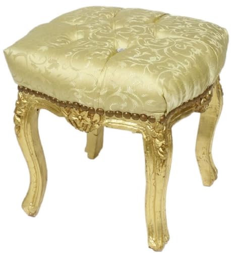Casa Padrino Ottomane baroque motif doré/doré 45 x 40 x H. 35 cm - Tabouret baroque fait main avec strass - Meuble de style baroque