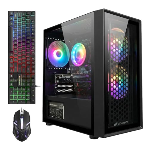 Image of STGAubron Gaming PC Computer Desktop, Intel Core i5 up to 3.6G, Radeon RX 560 4G, 16G RAM, 512G SSD, WiFi 6, BT 5.0, RGB Fan x 3, Windows 11 Home
