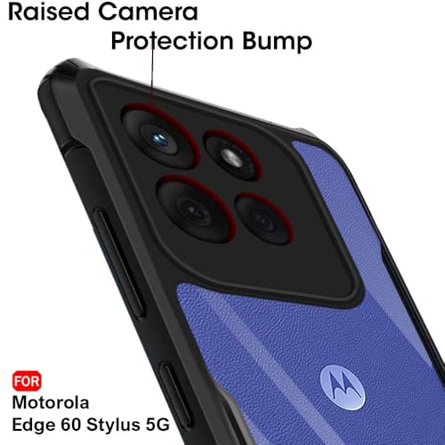 Image of TheGiftKart ShockProof Crystal Clear Back Cover Case for Motorola Moto Edge 60 Stylus 5G | 360 Degree Protection | Protective Design | Transparent Case for Moto Edge 60 Stylus (PC & TPU, Black Bumper) | ShockProof