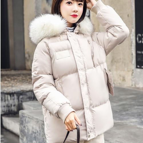 womens winter coats fashion Full-Zip Puffer Jacket cute girls soild Puffy Bubble Outerwear with Faux Fur Removable Hood3