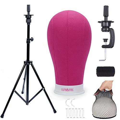 Wig Stand Tripod with Head Wig Head and Tripod Stand Multifunction Wig Stand 23inch Rosy Wig Head for Making Wigs Tripod Stand for Wigs Head Mannequin Head Styrofoam Head Cellphone Tripod