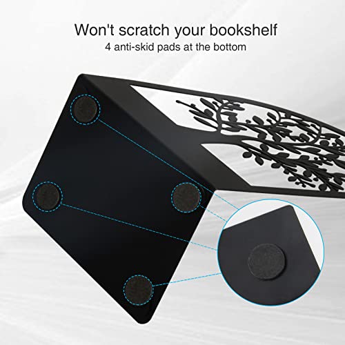 Bookends, Book Ends, Metal Bookend, Tree Of Life Bookend, Bookends For Shelves, Home Decorative Bookends For Heavy Books, Black Non-Skid Book Stopper, 7 X 5.5 X 3.5 Inch (1 Pair) #TOP4