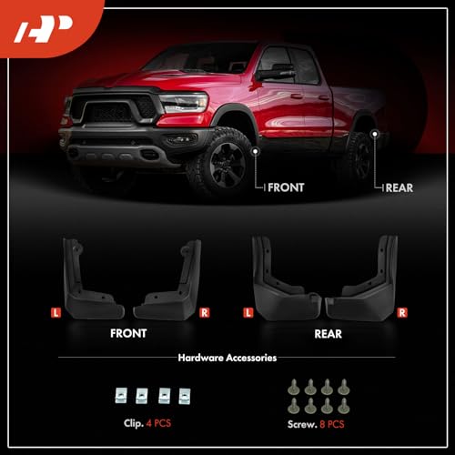 Image of A-Premium Mud Flaps, No Drilling Required Splash Guards with Accessories | Compatible with Polestar Polestar 2 2021 2022 2023 2024 Hatchback, Set of 4 Front and Rear