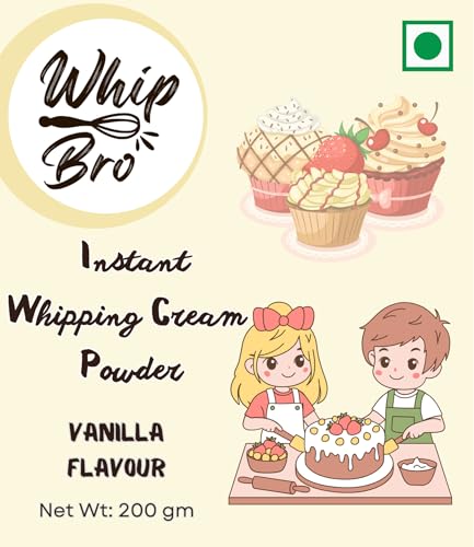 Image of WhipBro Whipping Cream Powder (200g) | Vanilla Flavour | Instant Dessert & Bakery Cream | Easy to Whip | Rich & Smooth Texture