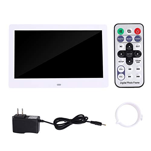 10 '' Digitaler Fotorahmen, 10"HD-Bildschirm Digitaler Fotorahmen Wecker MP3/4 Movie Player mit Controller(#2 White)