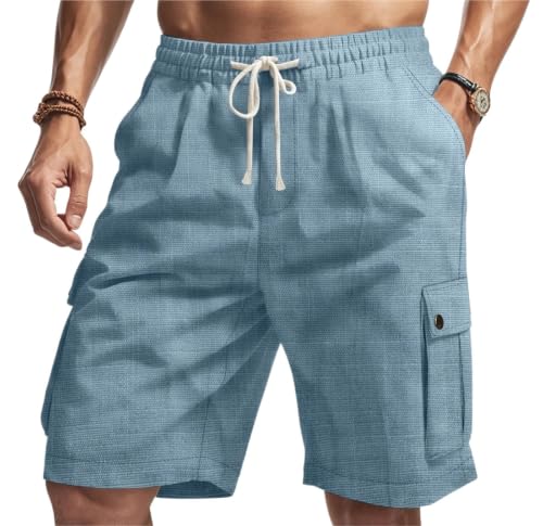 Short en lin homme avec poches latérales et cordon de serrage pratique