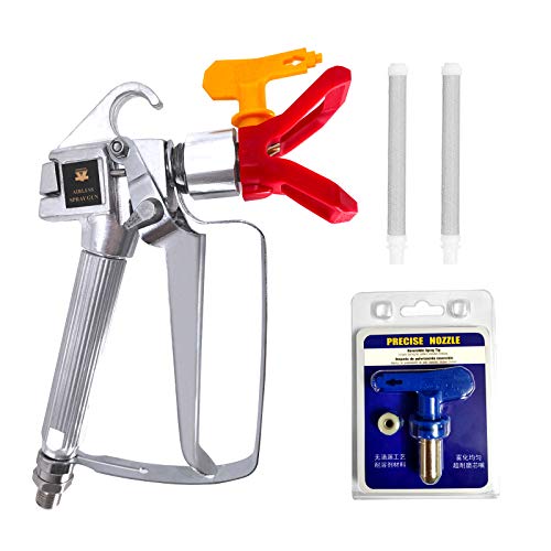LAIBOREC Airless Spray Gun High Pressure with 2PCS 517 Tips and Nozzle Guard, 2PCS Airless Paint Spray Gun Filter for Wagner Titan Pump Sprayer and Airless Spraying Machine