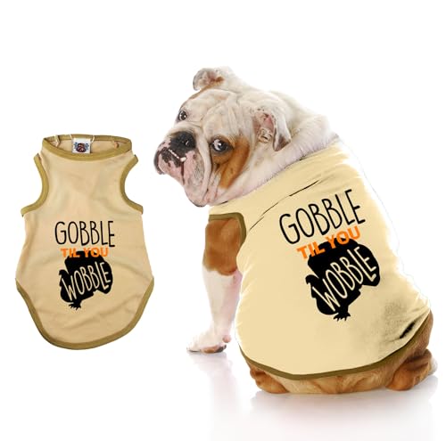Gobble Til You Wobble Thanksgiving Dog Shirt - Lightweight, Machine Washable, 5XL (70-90 lbs)