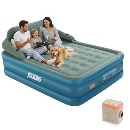 JEASONG Queen Air Mattress with Built-in Rechargeable Battery...