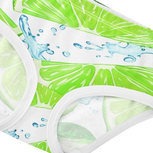 Cotton Toddler Girls Underwear Green Lime Slices Water White Little Girl Panties Artistic Undies Kids Briefs 2t4