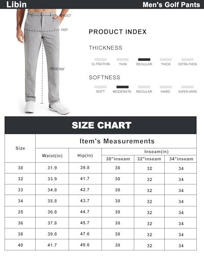 Libin Mens Golf Pants Stretch Work Dress Pants 30 Inch Quick Dry Lightweight Business Casual Pants For Men Comfy Water Resistant thumb #4