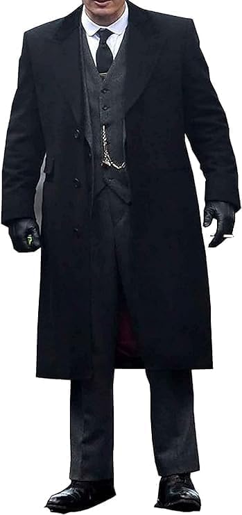 Men's New Black Black Woolen Long Trench Winter Coat Jacket