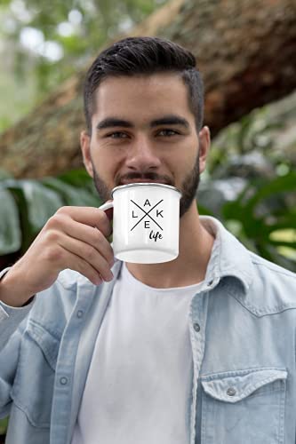 Lake Life - Nature Enamel Coffee Mug For Gift, White, 12Oz #TOP3