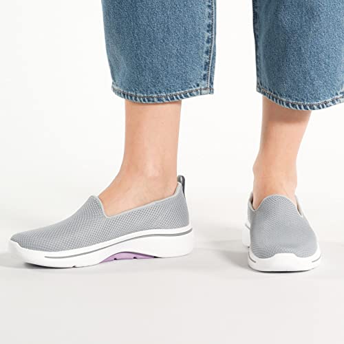 Image of Skechers Women's Go Walk Arch Fit - Grateful, Gray /Lavender, 11