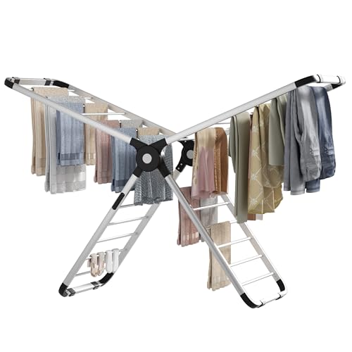 Knight Aero Dry-Series X Heated Clothes Airer with Cover, 320W Heated Clothes Dryer, 26 Heated Rails with 9H Timer, Fast Drying, Efficient Electric Drying Rack, Patent Design.