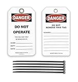 SciTag Emporium 40 Lockout Tagout Tags, Do Not Operate, Tear Resistant & Weatherproof Loto Tag, Lockout Tags, with 40 Zip Ties, Anti Static, OSHA Compliant, 5.1"x2.9"