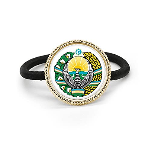 Coletero de Goma con Emblema de Uzbekistán Pasador de Pelo Metal Plata
